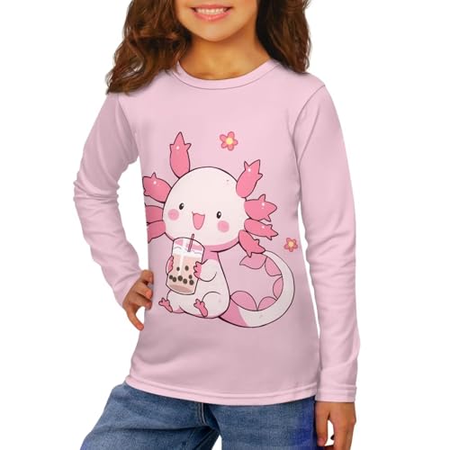 Girls Long Sleeve T Shirt Cute Cartoon Crewneck Shirt for Kids 3-16Y Fall Winter Clothes