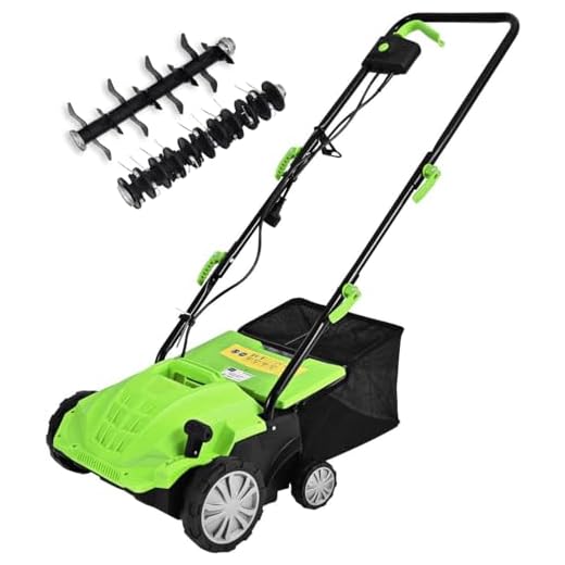 Goplus 2-in-1 Lawn Mowers 13-Inch Lawn Dethatcher 12 Amp, 3 Level Depth Adjustable Weeder w/ 40L Collection Bag & 2 Removable Blades, Corded Electric Scarifier for Garden & Yard