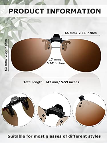 Konohan 5 Pairs Clip on Sunglasses for Men Polarized Flip up Sunglasses Night Driving Clip on Glasses for Men2