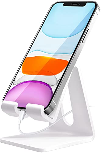 Crpich Acrylic Cell Phone Stand, Portable Phone Holder, White Phone Stand for Desk, Compatible with Phone16 15 14 13 12 Pro Max Mini 11 Plus, Switch, Android Smartphone, Pad, Tablet, Desk Accessories