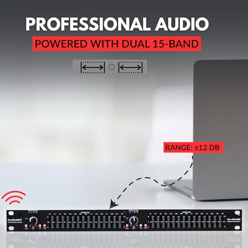 MUSYSIC 15-Band Stereo Graphic Equalizer Professional Dual – High-Fidelity Sound, Versatile Connectivity, 1-Year Warranty MU-EQ15B - Thumbnail 5
