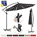 Produktbild UISEBRT 350cm Alu Sonnenschirme höhenverstellbarer mit Solarbetriebene Warmweiß LED - Dunkelgrau Gartenschirm Balkonschirm UV Schutz 40+ (350cm mit solar LED,Dunkelgrau)