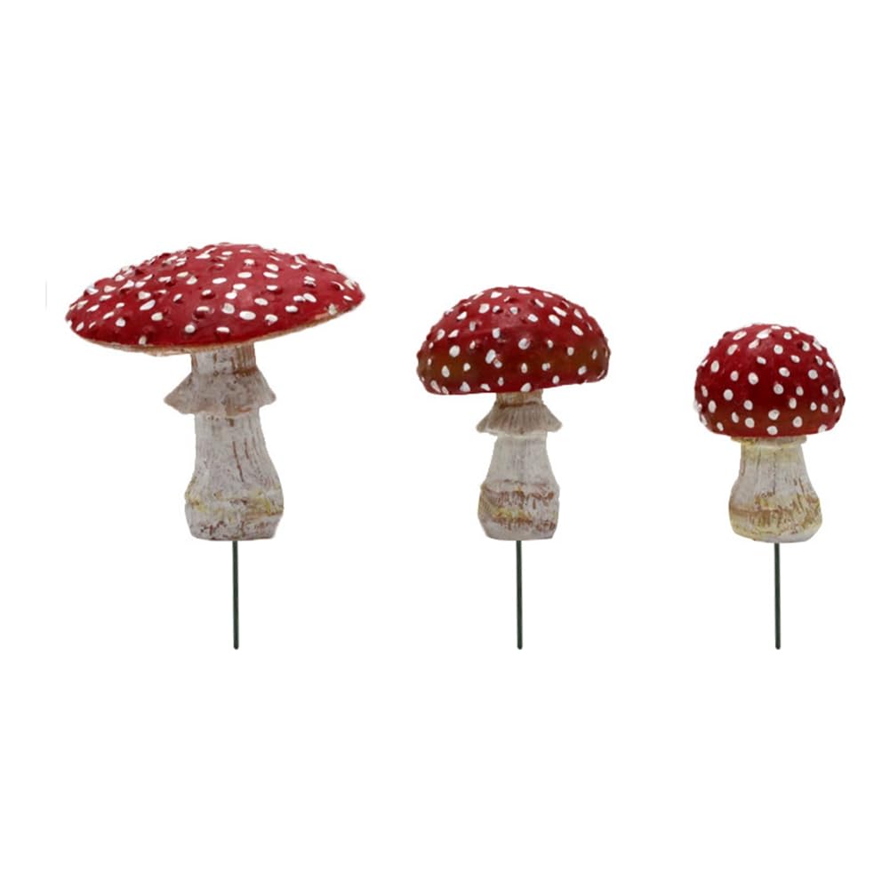 CTRLZS 3Pcs/Set Mini Mushroom Glow in the Dark Resin Crafts Fairy Garden Miniatures Garden Ornament Terrarium Figurines Decor Red&White