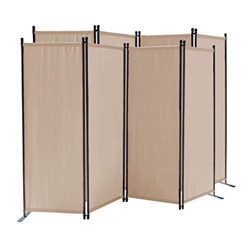 QUICK STAR 2 Stück Paravent 4 Teilig 165 x 220 cm Beige - Garten & Balkon Sichtschutz Stellwand Innen & Außen - Raumteiler Trennwand Faltbar Blickdicht & Wetterfest