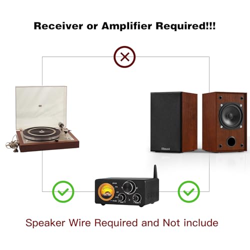 Image of Passive Bookshelf Speakers for Home Theater Surround Sound, Satellite Stereo Speakers with Classic Wood Grain for Record Player /Computer /TV, Wall Mountable, Cable Included, Wood Grain Color