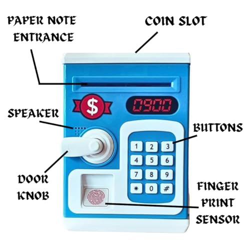 Image of New ATM Piggy Bank for Kids Boys and Girls | Money Box with ₹10,000 Saving Target | Money Bank with Lock & Touch Sensor | Auto Scroll Cash Gullak for Kids | Piggy Bank for Girls & Boys