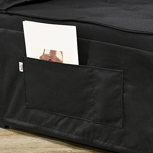 Homcom Ottoman Sofa Bed, 4 In 1 Multi-Function Button Tufted Folding Sleeper Chair Bed With Adjustable Backrest, Pillow, Side Pocket For Home Office, Bedroom, Living Room, Black #TOP7