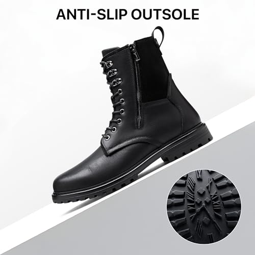 Image of Jousen Boots for Men Leather Casual Dress Shoes Combat Boots Men(AMY8409 allblack 08)