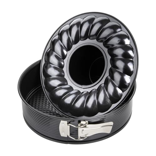 Zenker 6508 Moule à manqué, moule à savarin, moule rond, moule à gâteau, Acier, Noir, 26 x 26 cm
