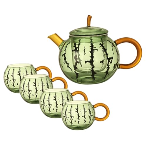 MOKKHNB 耐熱ガ ーポット 茶こし付き取り外し可能 フラワーティー果実茶用 家用リラックスカップ付き