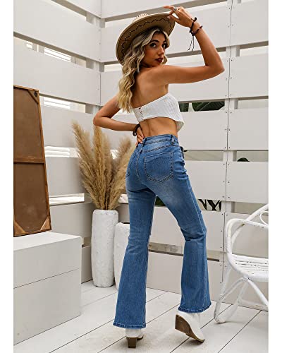 luvamia Women's Ripped Flare Bell Bottom Jeans Pants Retro Wide Leg Denim Pants3