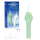 Electric Ear Vacuum Ear Wax Removal Tool with LED Light for Ear Cleaning, USB Rechargeable Ear Cleaner with 4 Soft Silicone Tips, Reusable Ear Cleaning Kit for Family Use-Avocado Green