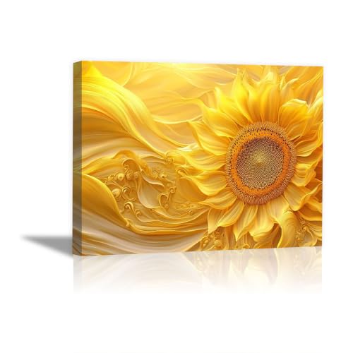 Tournesol doré décoration suspendue moderne jaune moutarde 60x90
