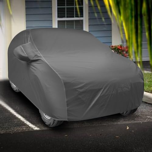 Image of Auto Hub Car Cover Compatible with Nissan Gravite with Mirror Pocket, Soft Cotton Lining, Gravite Car Cover Waterproof - Grey
