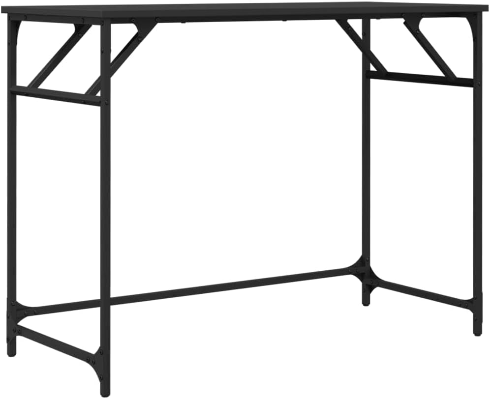 vidaXL Desk Black Engineered Wood, Powder-Coated Steel