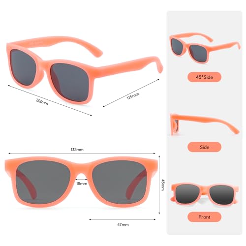 Image of Toddler Kids Sunglasses for Boys Girls Age 2-12 Polarized UV400 with Strap