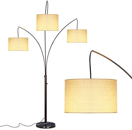 Brightech Trilage Arc Floor Lamp for Living Room, Multi Head Tree Floor Lamp for Bedroom, 3 Lights Standing Lamps Hanging Over The Couch - Oil Rubbed Bronze