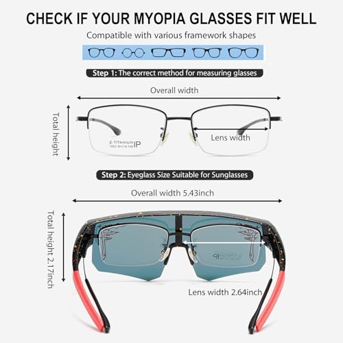 Image of FIXEROS Polarized Fit Over Glasses Sunglasses for Men Women Wrap Around Sports Goggles for Driving Cycling Fishing