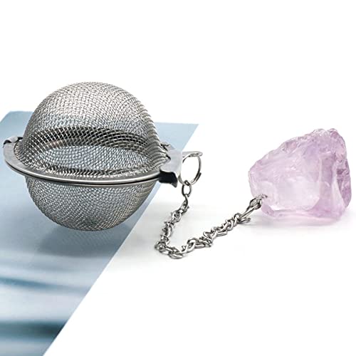 5 Pcs Tea Filter Stainless Steel With Crystal Energy Stone Tea Strainers With Fine Mesh Extend Chain Hook Tea Ball Infuser For Loose Tea Leaves Spices Seasonings #TOP4