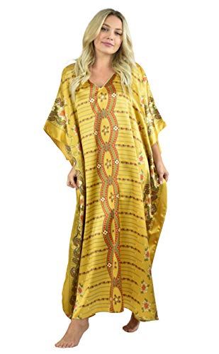 Up2date Fashion Satin Caftan/Kaftan with Geometric Print, Style Caf-36C3 Silver