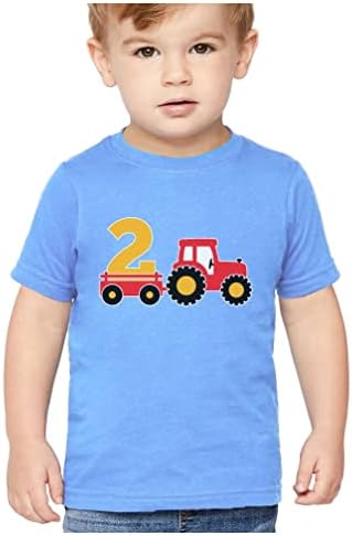 Tstars 2 Year Old 2nd Birthday Shirt Boy Construction Party Tractor Shirts for Boys 3T California Blue