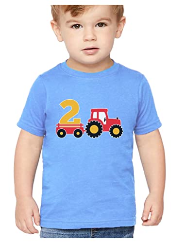 Tstars 2 Year Old 2Nd Birthday Shirt Boy Construction Party Tractor Shirts For Boys 3T California Blue #TOP11