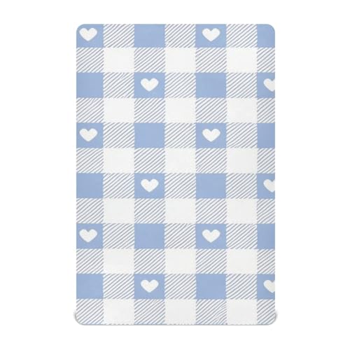Lovely Blue Gray Love Plaid Draps de lit Essentials Girl 132 x 71 cm sábanas para