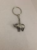 Fatto a mano a Sheffield Rhinoceros R45 Emblema realizzato in pregiato peltro inglese su un anello portachiavi