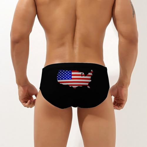 U.S.A Map Flag Printed Swim Briefs for Men Sexy Bikini Swimwear Elastic Beach Trunks Bathing Suit3
