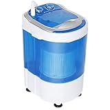 SUPER DEAL Mini Washing Machine Compact Semi-Automatic Washer, Portable Single Tub Small Laundry Wash Machine with Spin Cycle Basket and Drain Hose for Camping, Traveling, Apartments, Dorms, RVs, 6.6 Lbs. Capacity 110V