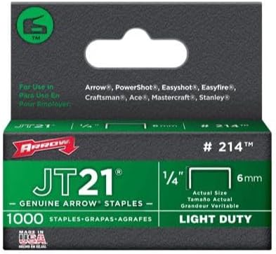 Arrow Fastener 214 25 Pack 1/4in. JT21 Light Duty Staple, 1,000 Staples per Pack