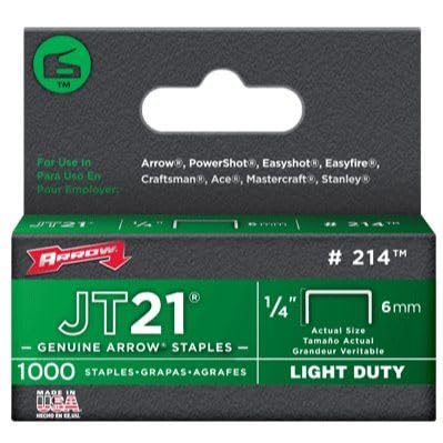 Arrow Fastener 214 50 Pack 1/4in. JT21 Light Duty Staple, 1,000 Staples per Pack