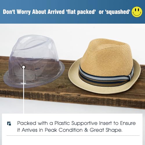 Image of Comhats Oversize XL XXL Mens Summer Straw Fedoras Sun Hats Panama Derby Packable 57-64cm 22.4 inch-25.2 inch 7 1 /8-8