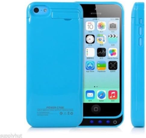 Lynx Wireless 2200mAh Rechargeable External Battery Case Power Bank with Ring Stand for iPhone 5 5S 5C (Blue)