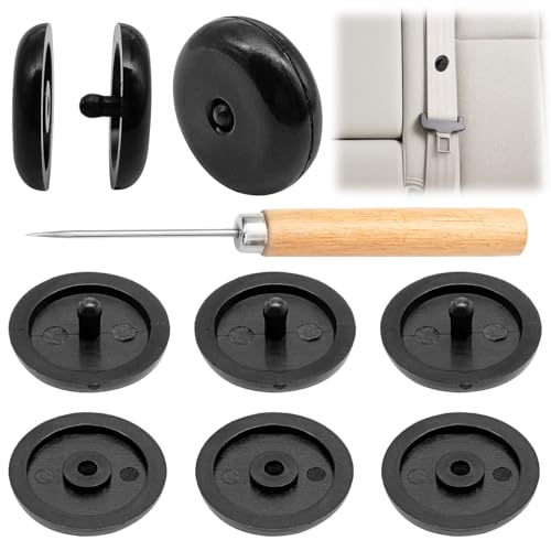 OLLBIT 5 Sets Universal Fit Seat Belt Stopper Kit,Black Snap-on Safety Belt Button Stop,Plastic Seat Belt Button Buckle Clip Stop,Prevent Belt Clip Buckle from Sliding Down (Black)