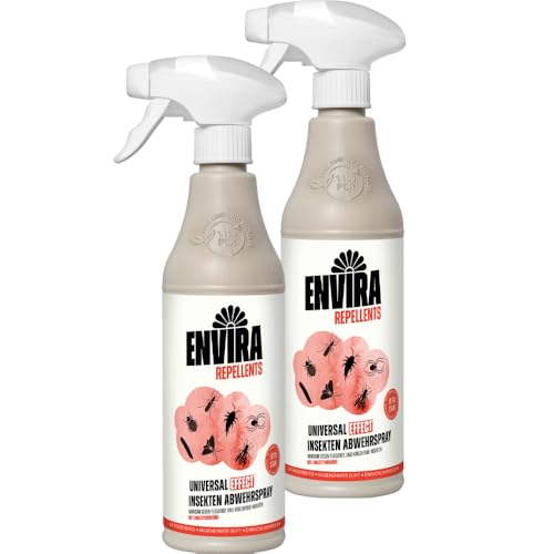 Envira Universal Effect Insekten Abwehrspray 2 x 500 ml - Extra starkes Spray mit Langzeitwirkung gegen Trauermücken, Silberfische, Lebensmittelmotten & weiteres Ungeziefer - Mittel gegen Insekten