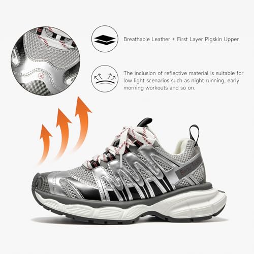 BEAU TODAY Women's Walking Shoes, Chunky Platform Fashion Sneakers for Women, Comfortable Casual Lightweight Lace-up Gym Workout Athletic Tennis Shoes4