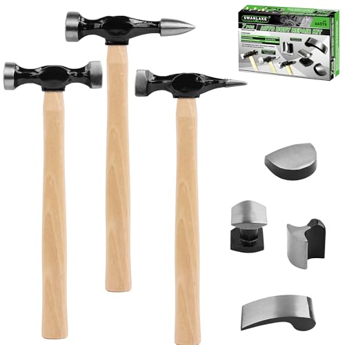 SWANLAKE 7 Piece Auto Body Repair Kit, Auto Body Tools, Auto Body Repair Tools with Carbon Steel