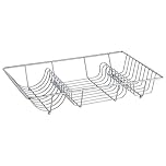 Dish Drainer Chrome Sink Rack Kitchen Cups Plates Bowls Cutlery Mugs Utensils (Chrome)