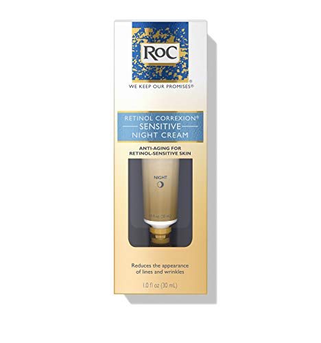 Roc Retinol Correxion Anti-Aging Sensitive Skin Night Cream With Retinol And Hyaluronic Acid, Oil Free Skin Care For Fine Lines, Dark Spots, Acne Scars, 1 Ounce #TOP2