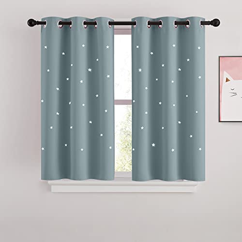 NICETOWN Blackout Cut Out Stars Curtains for Girls Bedroom Thermal Insulated Light Blocking Window Curtains Drapes for Kids Room Nursery 2 Panels 34 x