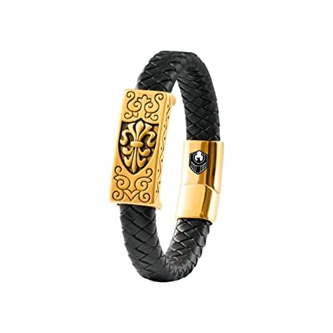 SHIEAGLELD Vikings Men's Leather Bracelet, Vikings Men's Bracelet, Skull Bracelets for Men, Braided Leather and Stainless Steel Magnetic Clasp, Exclusive Jewelry Box, Gift Idea Cover
