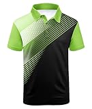 SCODI Mens Golf Shirt Moisture Wicking Performance Sport Short Sleeve Print Golf Polo Shirts for Men Lemon Green 2XL