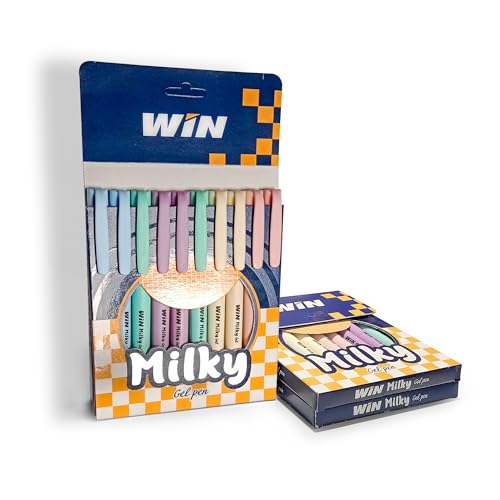 Image of WIN Milky Gel Pens | 10 Blue Ink Pens | Assorted 5 Colors | Matte Finish Body Colours | Gift for Kids | 0.7 mm Tip | Pens for Writing | Students, Exams Uses | Ideal for School & Offices