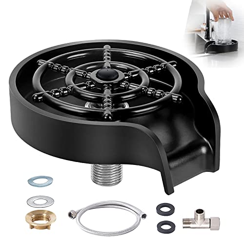 Glass Rinser for Kitchen Sink,Bottle Washer Cleaner 9 Powerful Jets Stainless Faucet Glass Cup Rinser Kitchen Sink Accessories for Home Bar (Black)
