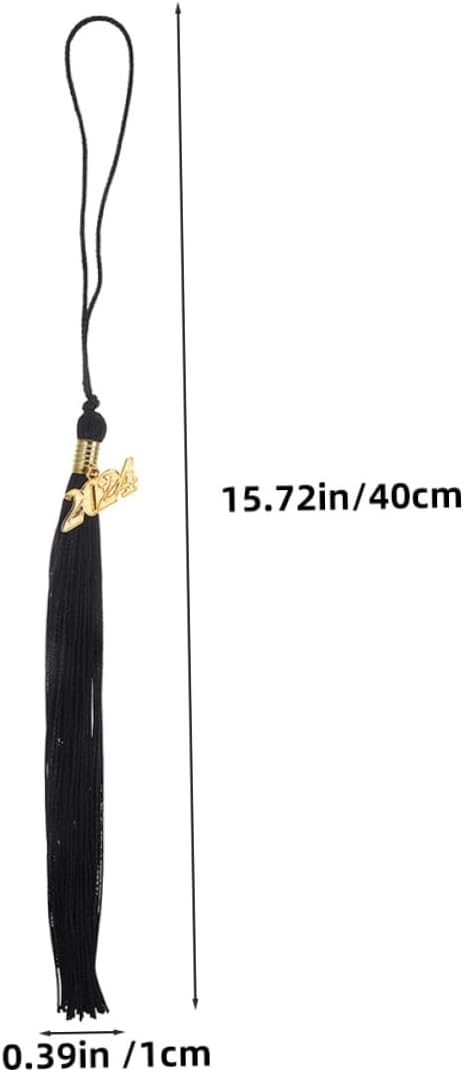 Unomor 2024 Graduation Cap Tassels Set of 8 Black Polyester Graduation Hat Accessories Hanging Ornaments for Academic Ceremonies Supplies