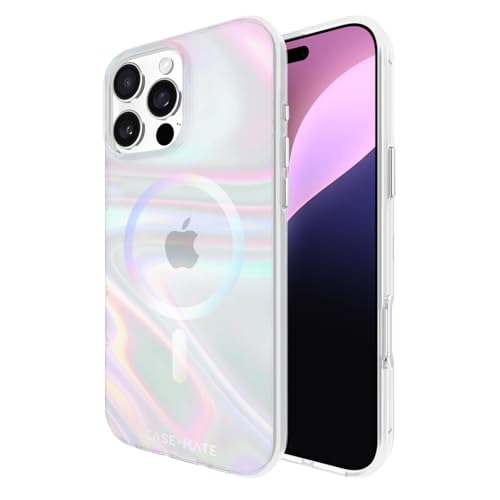 Case-Mate Soap Bubble iPhone 16 Pro Max Case [Compatible with MagSafe] - Stylish Phone Case with 12ft Drop Protection - Premium Magnetic Cover for iPhone 16 Pro Max - Iridescent by Case-Mate - Used condition - US$9.02