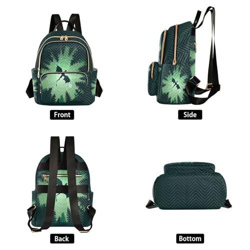 Image of Mini Backpack Forest Dragon Starry Sky Dragon Green Fashion Backpack Purse for Women,Handbag Shoulder Bag Casual Daypack, Ladies Gift for College Work (S)