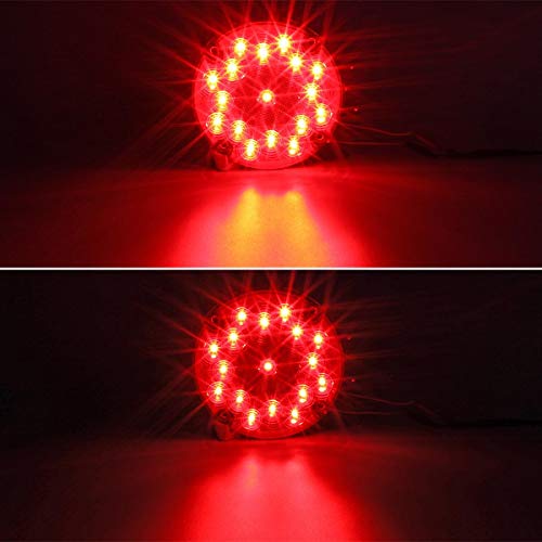 Partsam 2Pcs 7 Inch Round Led Trailer Tail Lights Red 17 Led W/Inner Reflex Lens Submersible Truck Trailer Bus Rv Ute Utv Motorhome Rear Stop Turn Tail Brake Lights Lamps Sealed Surface Mount 10-30V #TOP1