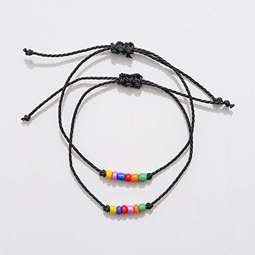 Bracelet arc-en-ciel en perles de verre lot de 2 bijoux d'amitié tressés